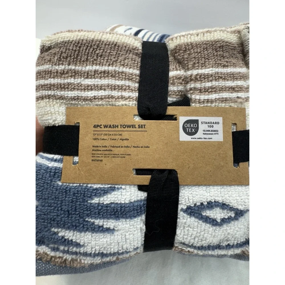 New‎ Wrangler 1 Bath Towel And 4 Washcloths Set Coyote Sands Brown Blue Western